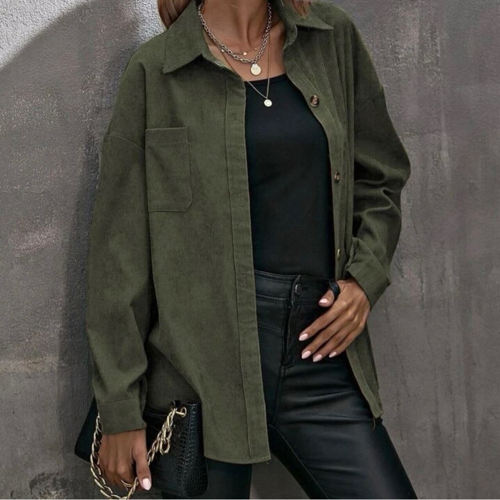 Green Button Up
